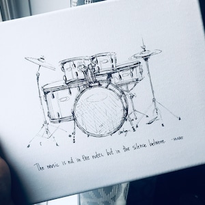 Batteria / Percussione 8x10 qualità d'archivio stampa carta d'arte "... il silenzio in mezzo. Citazioni musicali, regalo per musicista, batterista