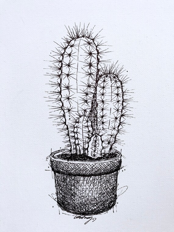 Kaktus 8x10 schwarz-wei Fine Art Papierdruck - "All things grow with  love." - Etsy.de