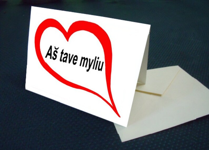 Lithuanian I Love You Card With Envelope Etsy
