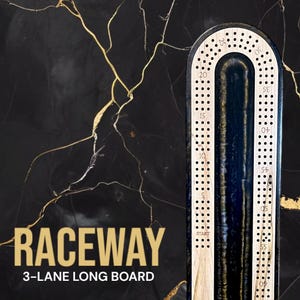 Cupreous Brown and Universal Blue Raceway Series Cribbage Board | Beautiful Hardwood & Epoxy Resin Cribbage Board | Handcrafted and Custom