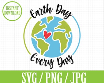 Earth Day Every Day - Mother Earth eco  - SVG, Png, Jpg - Instant File Download