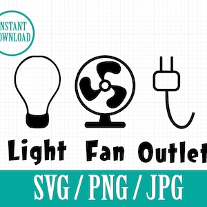 Light Fan Outlet Cover Labels - House Decor Organization - SVG, PNG, JPG - Instant File Download