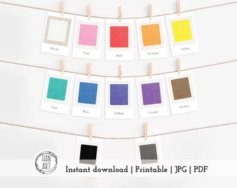 Color Flashcards | PRINTABLE | MONTESSORI | PRESCHOOL Education | Watercolor aesthetic | Jpg Pdf | Instant File Download