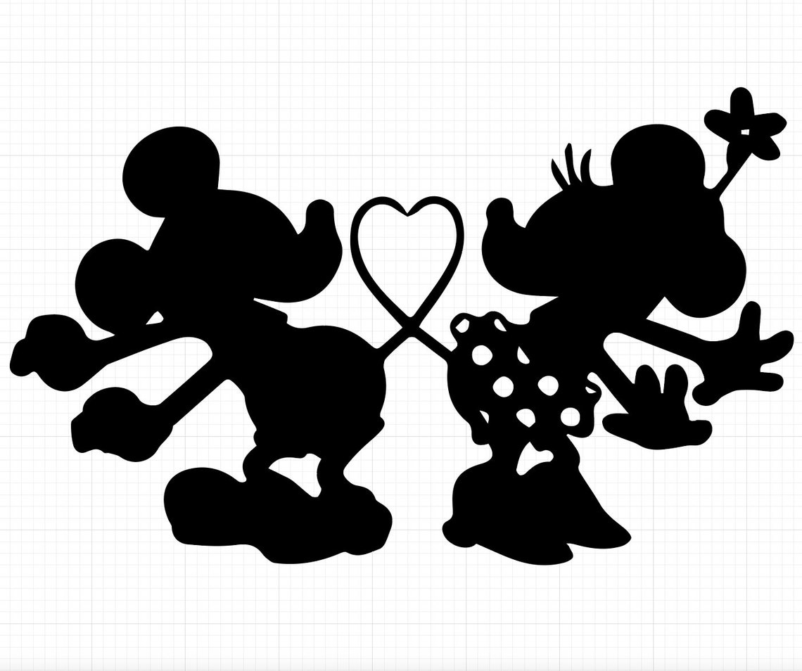 Mickey and Minnie Silhouette Bundle SVG PNG JPG Instant - Etsy