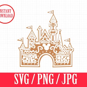 Gingerbread House | Disneyland Castle Mickey | Christmas Holiday | SVG, Png, Jpg | Instant File Download