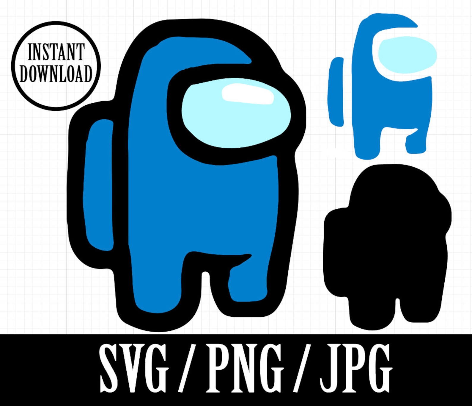 Among Us Blue Video Game Silhouette Svg Png Etsy