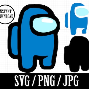 Among Us Blue - Silhueta de videogame - SVG, PNG, JPG - Download instantâneo de arquivo Zip