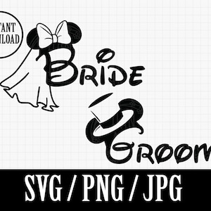 Chapeaux de mariée et de marié Mickey Minnie | MARIAGE marié | Liaison DISNEYLAND | SVG Png Jpg | Téléchargement instantané du fichier