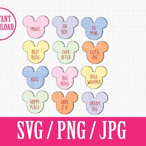 Mickey Conversation Hearts | Valentine's Day | SVG Png Jpg | Instant File Download