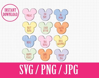 Mickey Conversation Hearts | Valentine's Day | SVG Png Jpg | Instant File Download
