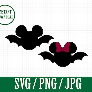 HALLOWEEN MICKEY i Minnie Bats - SVG, Png, Jpg - Natychmiastowe pobranie pliku