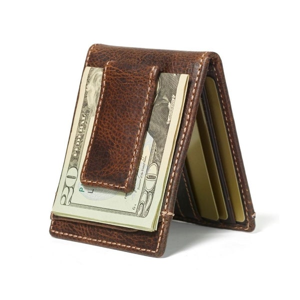 Ivor Bifold Front Pocket Wallet•Magnetic Money Clip Wallet•Super Strong Magnet•Personalized Wallet•Bifold Wallet With Money Clip•Men's Gift