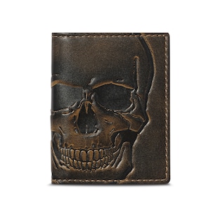 SKULL Slim Card Wallet•Bifold Card Case•Minimalist Credit Card Holder•Front Pocket Wallet•Personalized Wallet•Graduation Gift