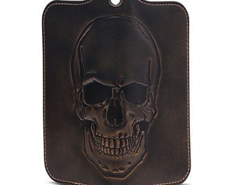 SKULL Grommet Long Bifold Wallet•Designed For A Chain•Tall Wallet•Personalized Wallet•Men's Leather Bifold Wallet•Skull Wallet•Biker Gift
