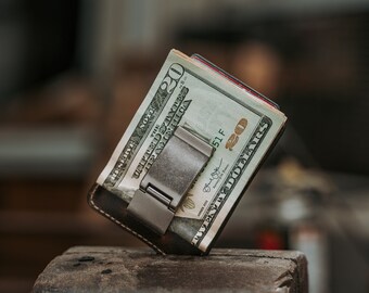 Front Pocket Wallet Etsy - wyatt front pocket wallet money clip wallet personalized wallet full grain leather metal money clip wallet slim card case groomsmen gift