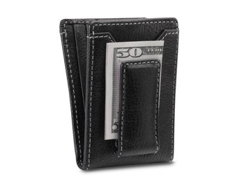 Bifold Money Clip Etsy - ivar i d bifold front pocket wallet black mens leather wallet magnetic money clip wallet mens gifts anniversary gift groomsmen gift