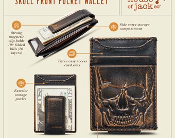 House of Jack Co. HOJ Co. Bottle Opener Front Pocket Wallet for Men | Full Grain Leather | Bifold Wallet with Money Clip | Wallet with Clip | Novelty