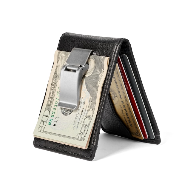 DEACON Bifold Front Pocket Wallet•Money Clip Wallet•PERSONALIZED Wallet•Bifold With Money Clip•Bifold Wallet•Mens Gift•Anniversary Gift