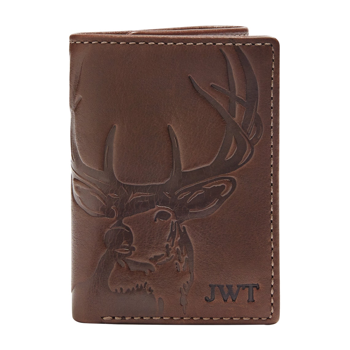 DEER TRIFOLD Leather WalletPERSONALIZED Mens Etsy