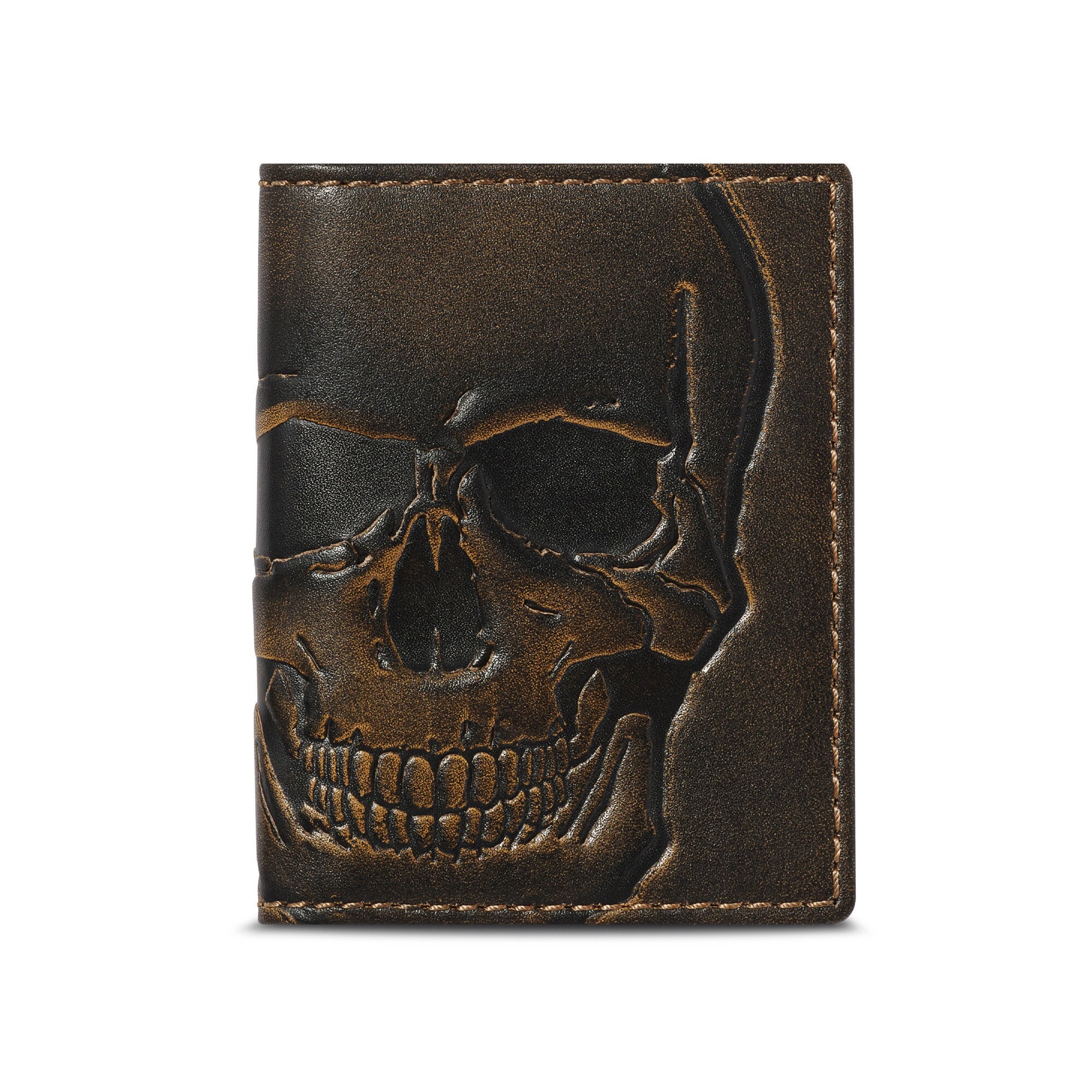 Unik Tri-fold Biker's wallet with hand painted skulls and chain – Sur Tan  Mfg. Co.