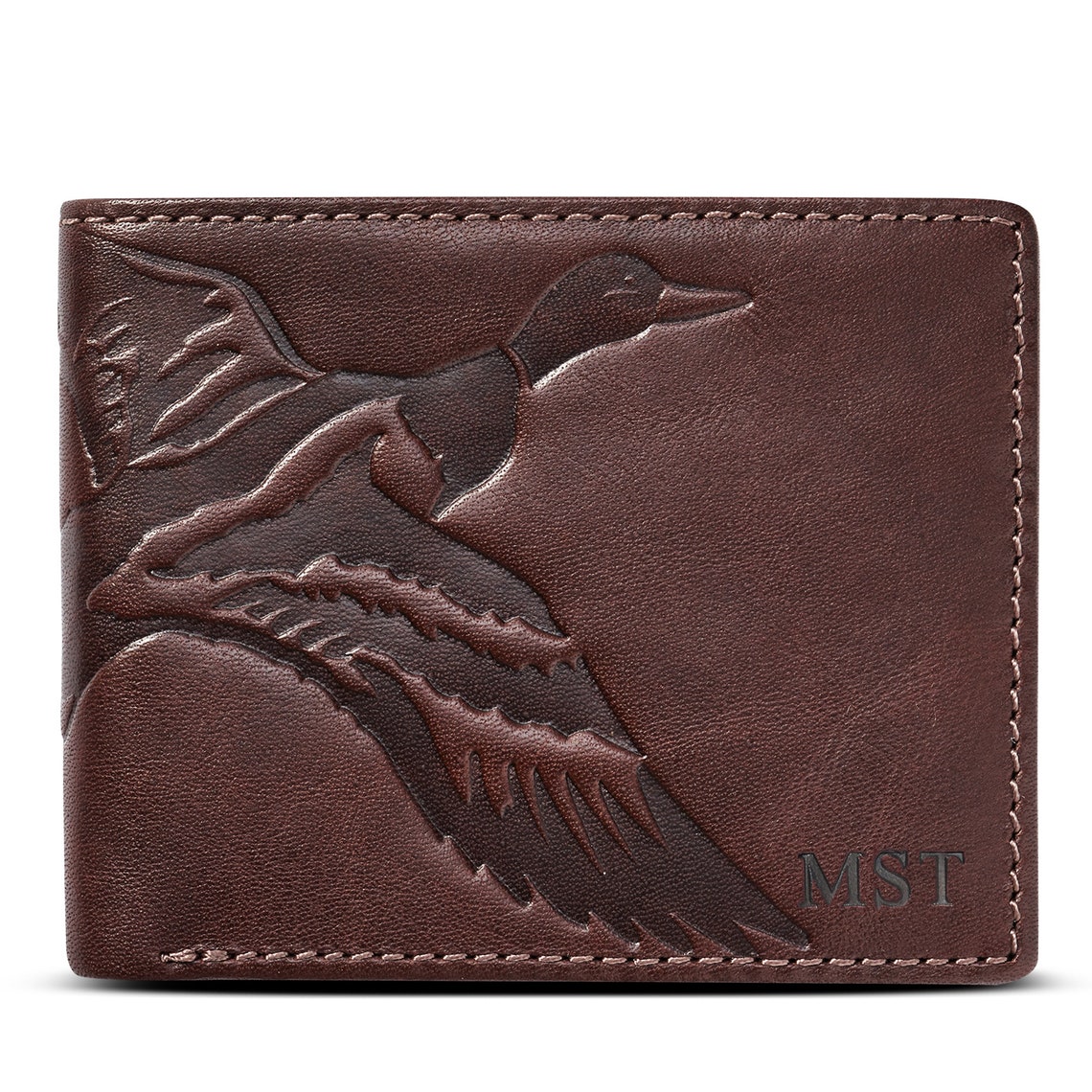 Duck BIFOLD Leather Wallet Duck Hunting Mens Leather Wallet Etsy