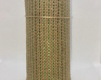 Burlap Ribbon, 5" Wide Burlap Ribbon, None Wired Burlap Ribbon, Green Burlap Ribbon