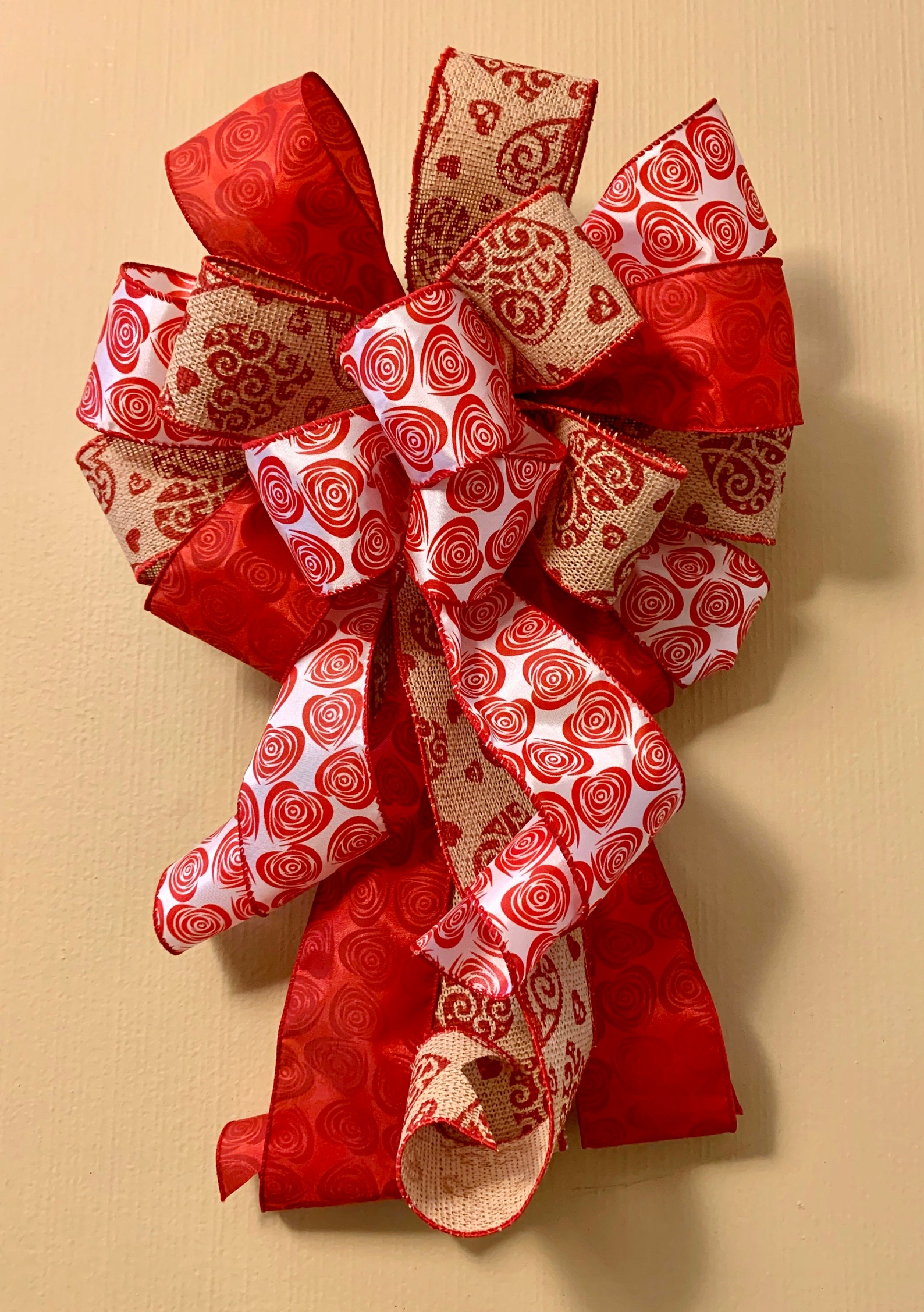 Wreath Bow Valentines Rose Valentines Wreath Bow Wreath Etsy
