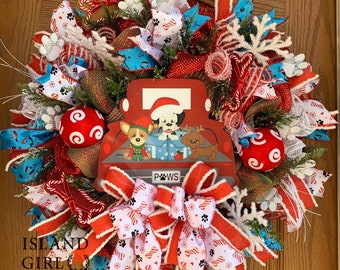 Christmas Dog Wreath, Christmas Dog Wreaths, Christmas Wreaths Dog, Dog Wreath, Dog Wreath For Front Door,  Christmas Dog Decor