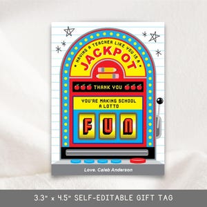 Lehrer Lotterielos Geschenkanhänger druckbar • Bearbeitbare Lehrer Wertschätzung Rubbelkarte Geschenkanhänger • Kratzhalter • DIY Sofort Download