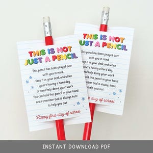 Printable Pencil Prayer Tag • Back to School Blessed Pencil • First Day Of School Gift • Church Gift For Kids •Pencil Blessing Gift Tag