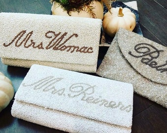 personalized beaded clutch