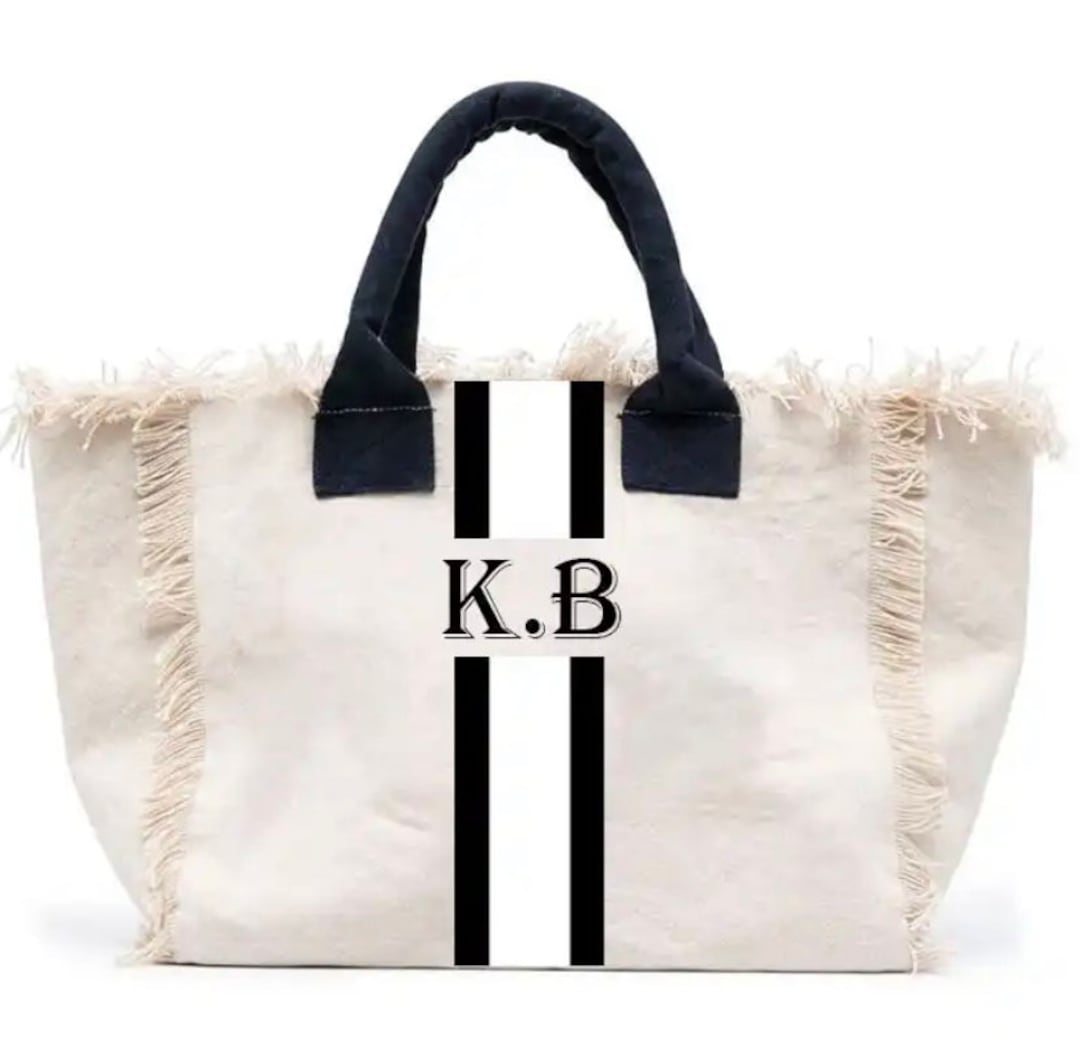 Custom Canvas Summer Fringe Beach Tote Bag, Teens, Tweens Birthday Gift