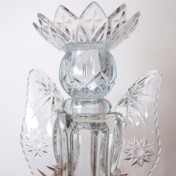 Upcycle vintage glass angel bereavement gift, bereavement monument, candleholder, center piece, mantel decor, garden ornament, gift's idea