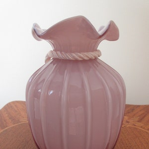 Antique Mt. Washington Art Glass Vase: Victorian Cased Glass, Ribbed & Ruffled