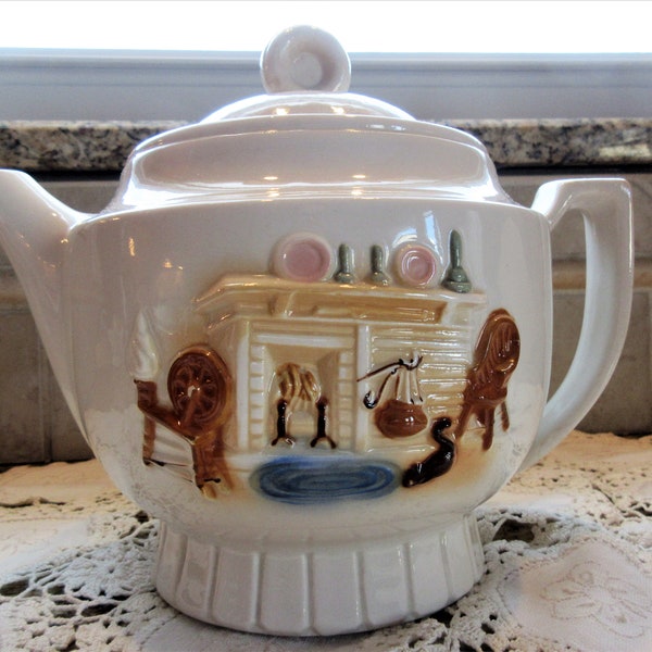 Porcelier teapot, 1930s,  made iUSA, collectable teapot, 60 oz capacity, 7.5 cups, Mother's day gift, Log home decora, Teapots, collectable