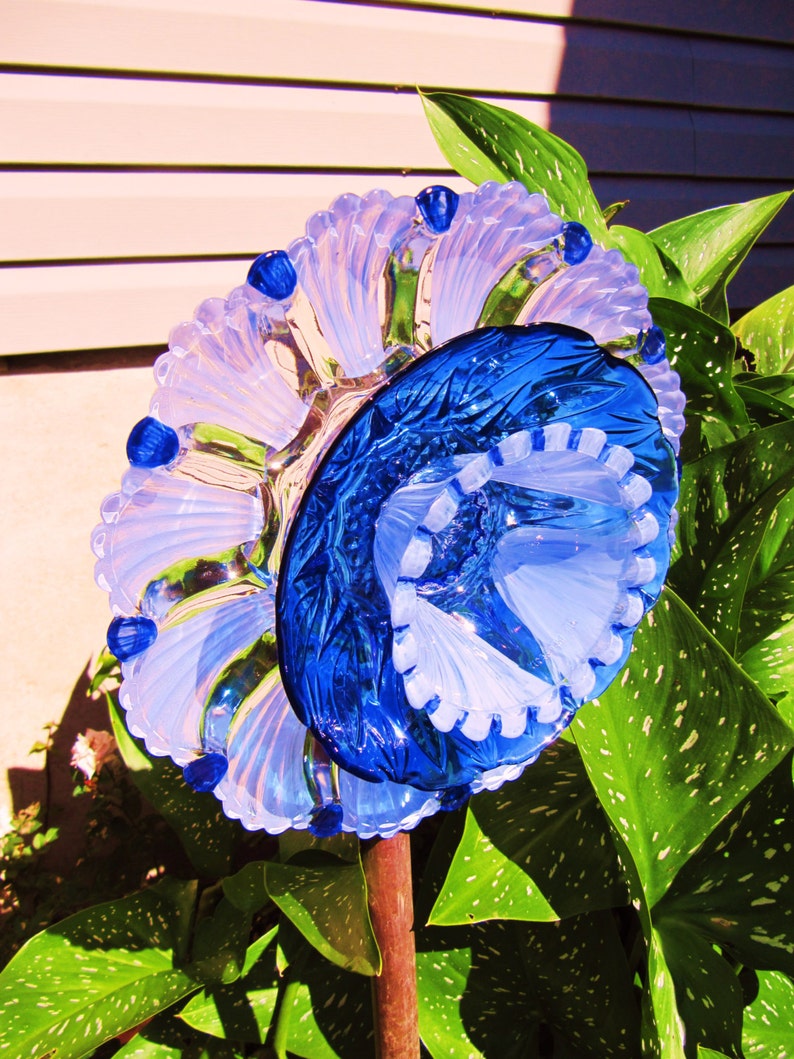 Vintage glass garden plate flower glass plate flowergarden Etsy