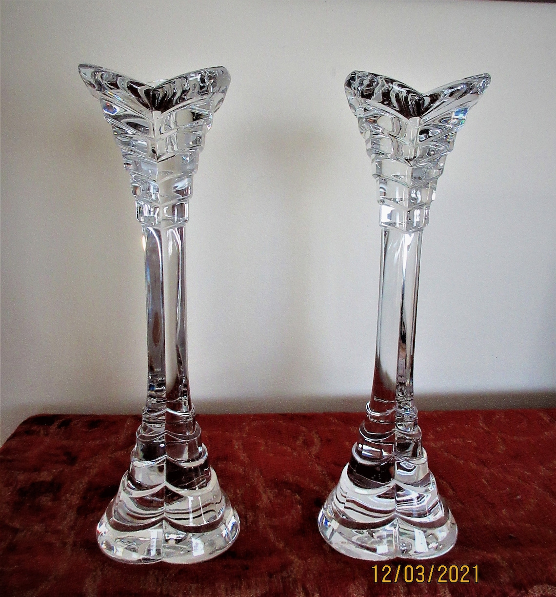 Pair of Modern Crystal Candle Holders Twelve Inch With a Good Etsy