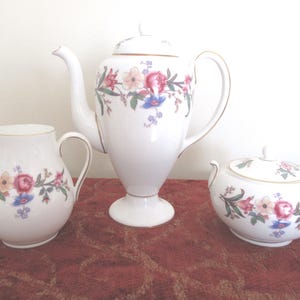 Vintage Wedgwood Tea Set: Devon Sprays Pattern, Bone China 3-Piece