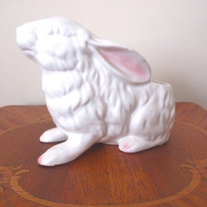 Vintage White Ceramic Easter Bunny Planter - 1960s Decor