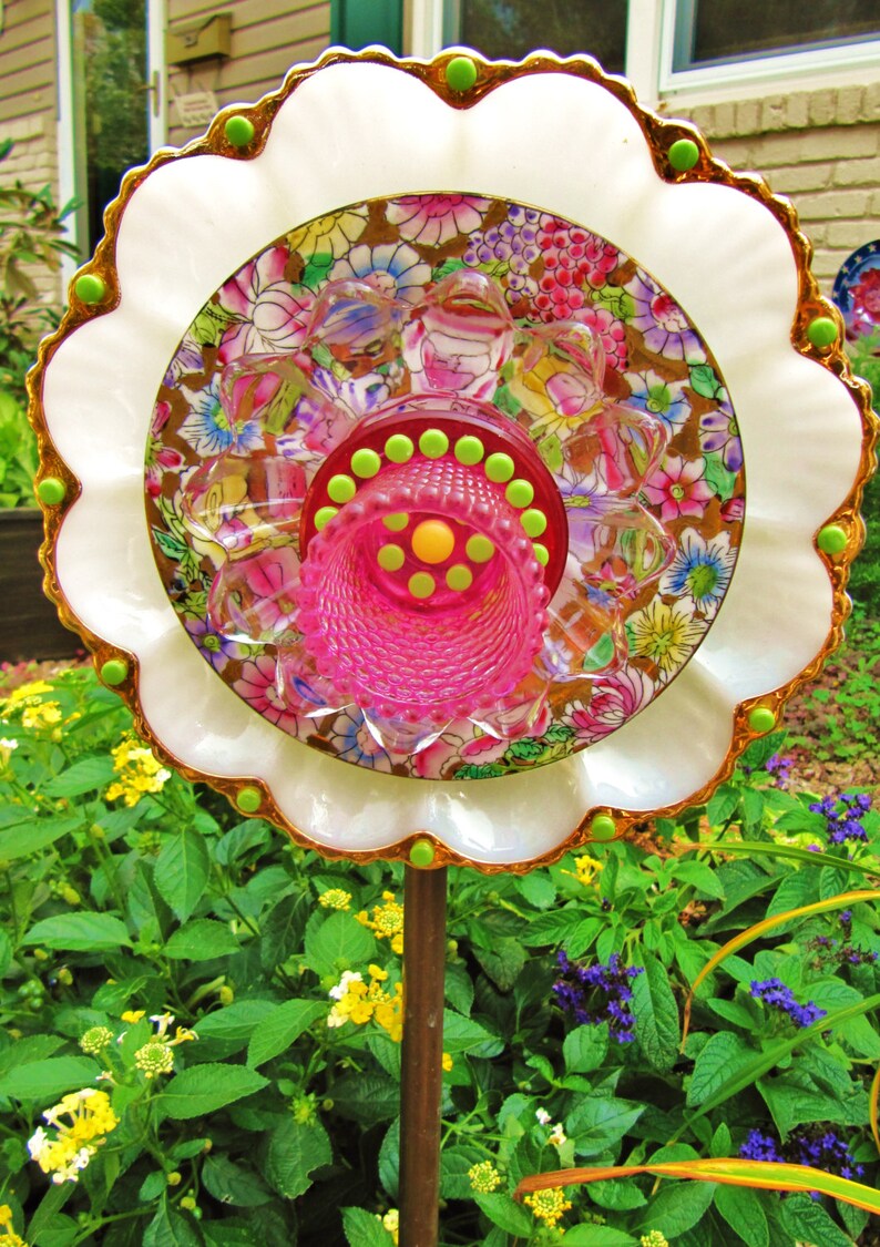Glass garden art flower yard art art glass garden Etsy