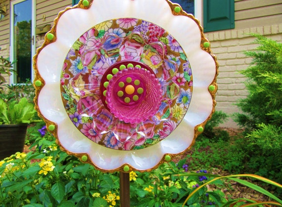 Glass garden art flower yard art art glass garden | Etsy