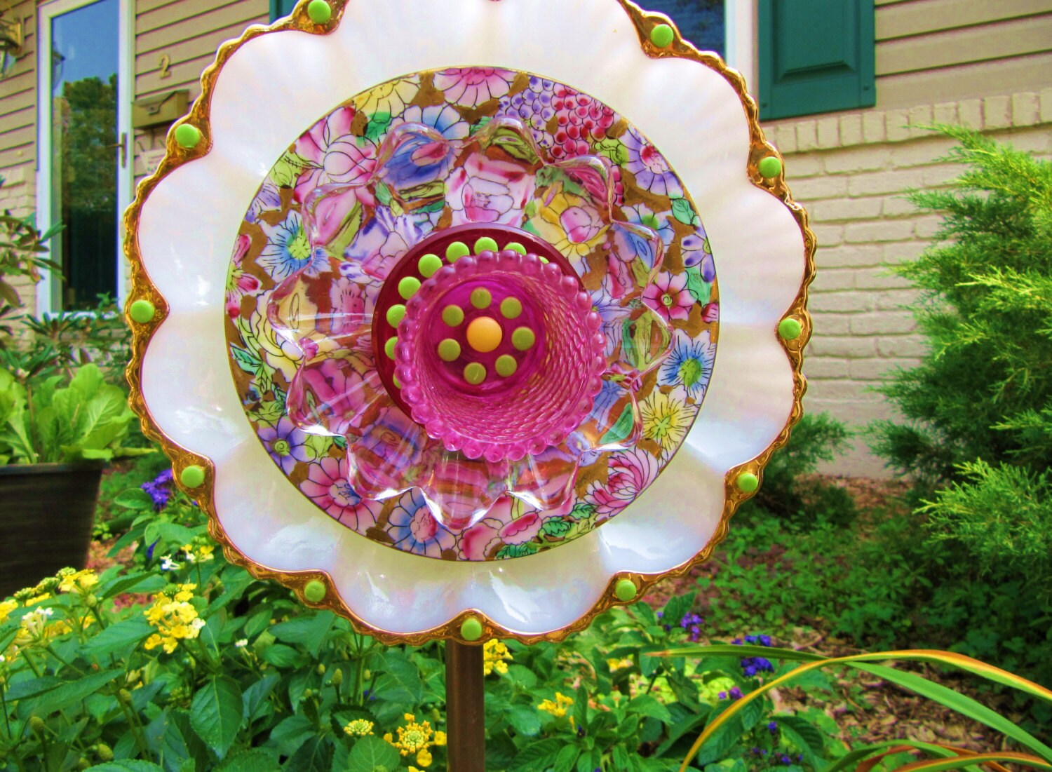 Glass garden art flower yard art art glass garden Etsy