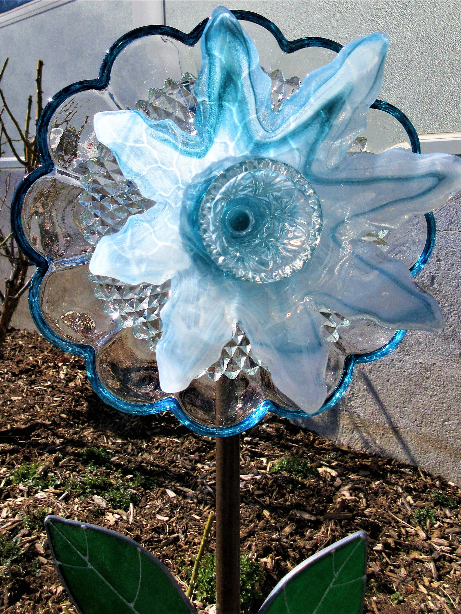 Glass garden flower garden gifts yard art upcycled glass Etsy