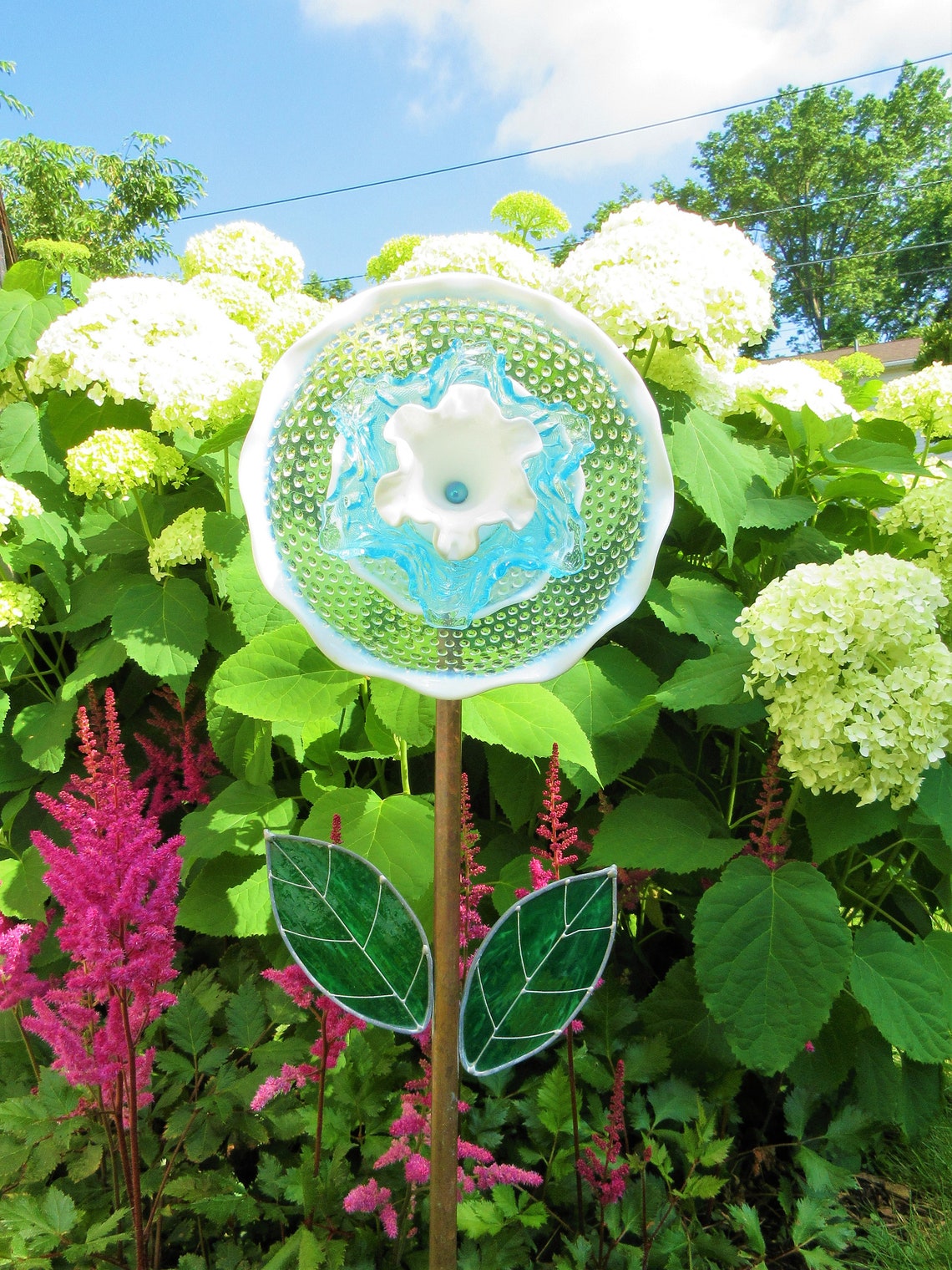 Glass garden flower garden gifts yard art upcycled glass Etsy