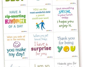Lunchbox No 1. – 12 printable surprise notes for lunchboxes (PDF)
