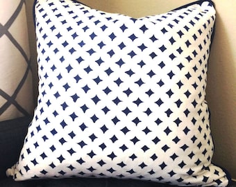 Fundas de almohada azules, fundas de almohada de 18 x 18, fundas de almohada decorativas, almohada azul, funda de almohada azul marino, almohada con estampado de bloques, almohadas modernas