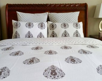 brown duvet set/ duvet cover king/ comforter covers/ indian bedding/ brown bed cover/ duvets/ king bedding/ duvet cover set/ duvet set king