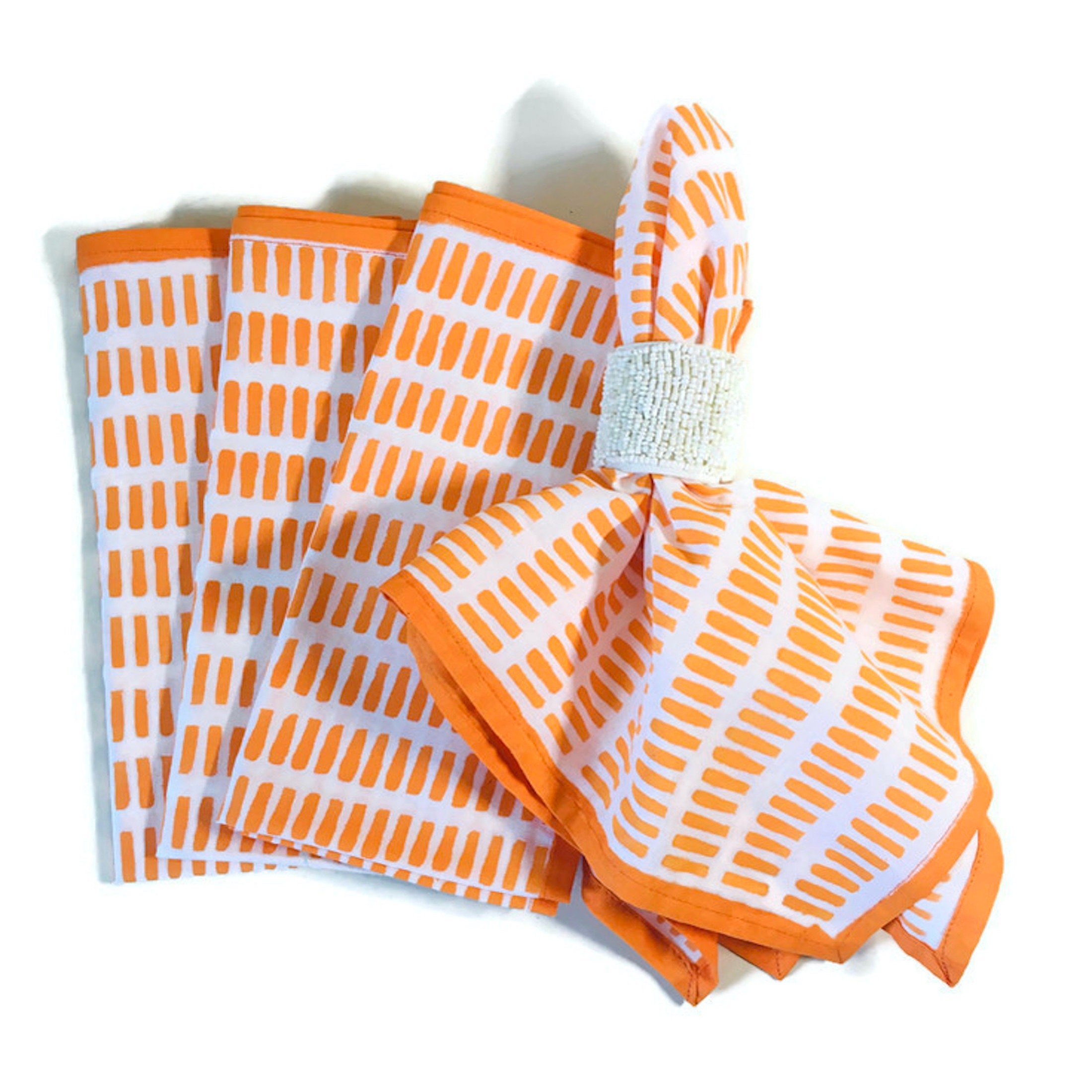 Orange Cloth Napkins/ Block Printed Napkin/ Cotton Dinner Etsy