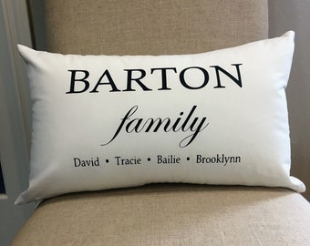 custom family name pillow, personalized Pillow Case, custom pillows, Christmas Gifts, Engagement gift, couples gift,  housewarming gifts,