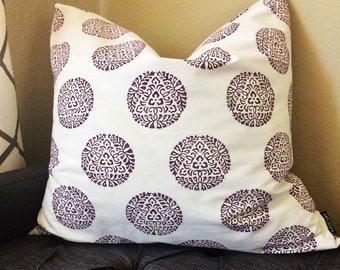 lavender purple pillow cover, cushion cover purple, medallion pillow, 20x20 purple decorative pillows, pillow covers purple,  purple pillow